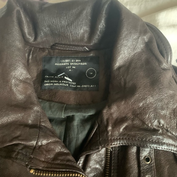 All Saints UK Sz 14 US 10 leather jacket - Picture 2 of 3